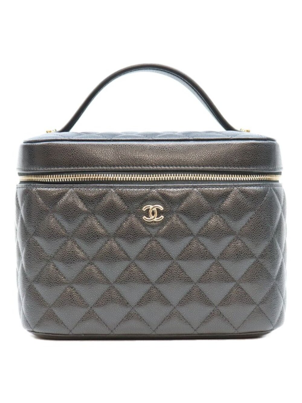 Chanel Black Timeless Classic Caviar Top Handle Vanity Handbag